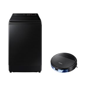 Lavadora Smart Samsung Digital Inverter WA14CG Black 14kg 127V + Aspirador Robô com conectividade Wi-FI Combo