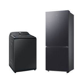 Lavadora Smart Digital Inverter WA23B Black 23kg 127V + Geladeira Samsung BMF RB50DG6020B1AZ SmartThings 462L Black Inox Look 127V Combo