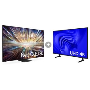 Desconto para comprar Samsung AI Big TV 85" Neo QLED 8K 85QN800D 2024 + Smart TV 43" UHD 4K 43DU7700 2024 Combo