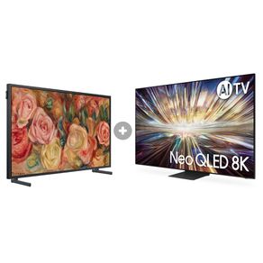 Desconto para comprar Samsung AI TV 65" Neo QLED 8K 65QN800D 2024 + Smart TV 32" QLED The Frame 32LS03C Combo