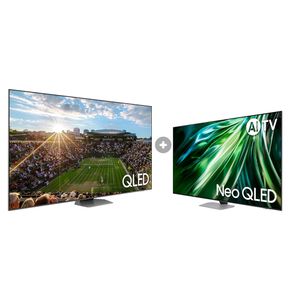 Desconto para comprar Samsung Smart TV 98" QLED Super Big 4K 98Q80C 2023 + AI Gaming TV 43" Neo QLED 4K 43QN90D 2024 Combo