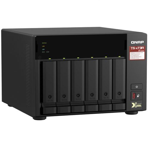 NAS QNAP 6 baias TS-673A-8G-BR (Ryzen V1500B, 8GB DDR4, 2x M.2 nVME, 2x 2.5GbE LAN, 2x PCIe x4 slot, IR, sem discos)