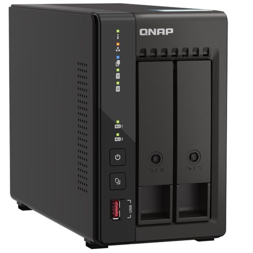 NAS QNAP 2 baias TS-253E-8G-BR (Celeron 4-core J6412, 8GB, 2x 2.5GbE LAN, HDMI, M.2 Gen3 x2, s/ HD)