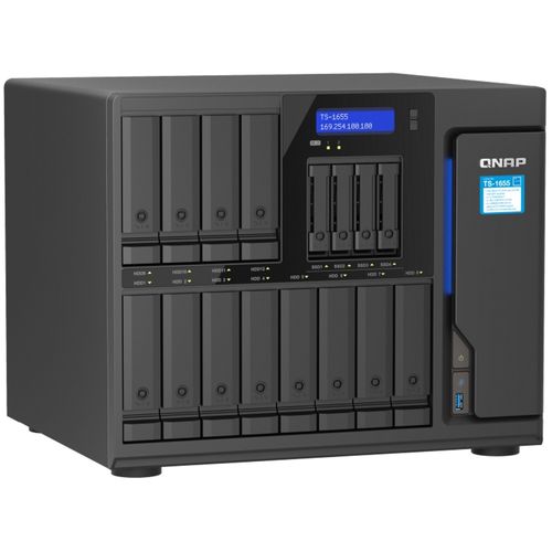 NAS QNAP 16 baias TS-1655-8G-BR (Atom C5125 octa-core, 8GB DDR4, 2x 2.5 GbE LAN, Slot M.2, USB 3.2, sem discos)