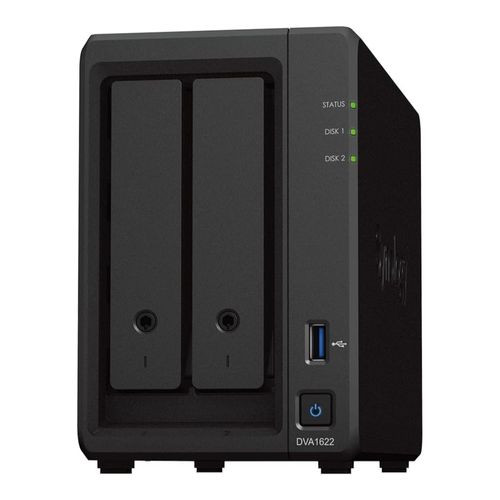 NAS Synology 2 baias DVA1622 (Intel Celeron J4125, 6GB DDR4, 1x 1GbE LAN, 2x USB 3.2, sem discos)