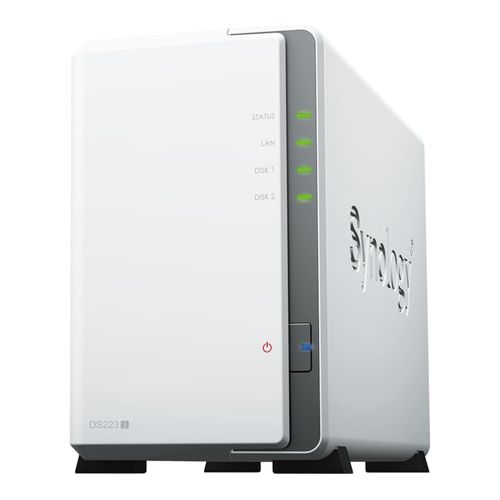 NAS Synology Diskstation 2 baias DS223j (Realtek RTD1619B, 1GB DDR4, 1x 1GbE LAN, 2x USB 3.2, sem discos)