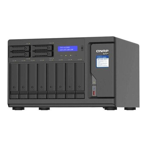 NAS QNAP 12 baias TVS-h1288X-W1250-16G-BR (Intel Xeon, 16GB DDR4, 2x M.2 nVME, 4 x 2 GbE LAN, 2x 10GbE, s/ discos)