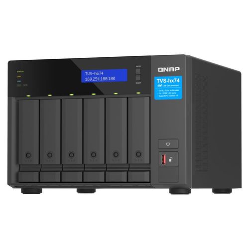 NAS QNAP 6 baias TVS-h674-i3-16G-BR (Intel Core i3, 16GB DDR4, 2x Gigabit 2x LAN 10x2 10 Gigabit SFP, s/ HD)