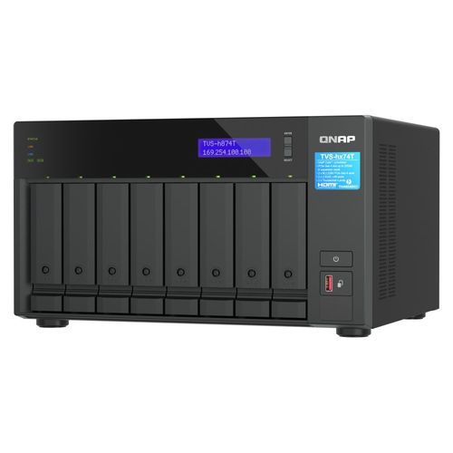 NAS QNAP 8 baias TVS-h874T-i9-64G-BR (Intel Core i9, 64GB DDR4, 2x Gigabit 2x LAN 10x2 10 Gigabit SFP, s/ HD)