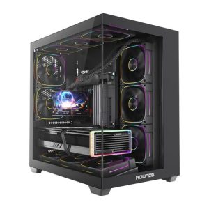 Gabinete Gamer ATX - Round5 Asuka Black (ATX/Cubo/Frontal/Aquario/Sem Fan) Preto