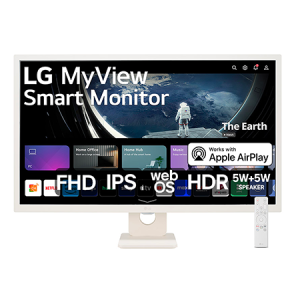 Monitor LG MyView Smart - Tela IPS de 32'‘, FHD, WebOs, Screen Share, HDR10, ThinQ, Air Play 2, Bluetooth, USB, HDMI - 32SR50F-W - 32SR50F-W