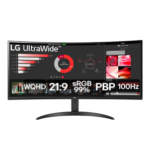 Monitor LG UltraWide™ Curvo – Tela VA de 34”, WQHD 3440 x 1440, 21:9, sRGB 99%, HDR10, PBP, 100Hz, AMD FreeSync™ - 34WR50QC-B - 34WR50QC-B