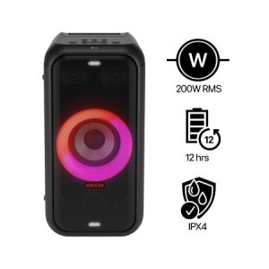 Caixa de som Bluetooth PartyBox LG XBOOM 200W RMS, Resistente à água (IPX4), 12 horas de bateria e Iluminação de Festa - XL5T - XL5T
