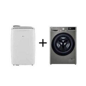 Combo Lava e Seca LG Smart VC4 14kg Inox Look 127V + Ar Portátil 127V - LP1419IVSI.CV501
