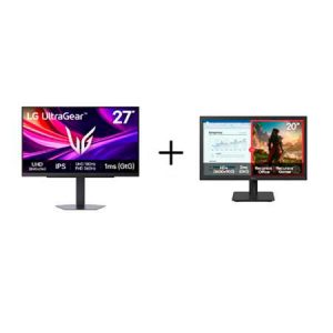 Combo Monitor LG OLED UltraGear™ 27GX790B-B 27", 540Hz + Monitor LG LED Home & Office 20U401A-B Tela 20” HD+ - 27G810.20U401