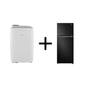 Combo LG Ar Portátil 127V + Geladeira Frost Free Inverter 395L Black Inox 127V - LP1419IVSI.B392P