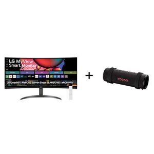 Monitor LG MyView Smart 34SR60QC-B Tela curva 34" + Caixa de Som Bluetooth LG xboom Grab by will.i.am - East LA   - 34SR60.GRAB