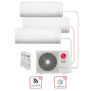 Ar condicionado Multi Split Inverter 3 ambientes (Hiwall 1X 9.000BTUS, 2X12.000BTUS) Quente/Frio WiFi integrado - E3Q2413.OBS