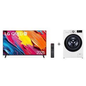Lava e Seca LG VC5 12kg Branca com Inteligência Artificial - 220v + Smart TV LG QNED AI 4K QNED70 de 50"  - CV9014W2.50QNED7