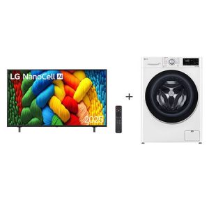  Lava e Seca LG VC5 12kg Branca com Inteligência Artificial - 220v + Smart TV LG NanoCell AI 4K NANO80 de 55"  - CV3012W2.55NANO8