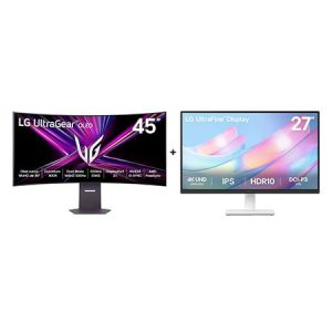 Monitor LG OLED UltraGear™ 45GX950A 45" + Monitor LG UltraFine™ Tela IPS 4K UHD 27" - 45GX950A.27US500