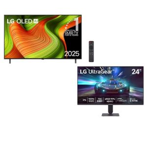 Combo Smart TV LG OLED evo AI B5 77" 2025 + Monitor LG UltraGear™ 24G411A-B, 144Hz (O/C), Tela IPS FHD 24" - OLED77B5.24G411A
