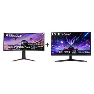 Monitor Gamer LG UltraGear Curvo 34” UltraWide 3440x1440 160Hz + Monitor Gamer LG UltraGear 27” IPS, 180Hz - 34GP63A.27GS60F