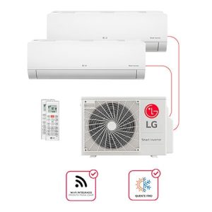 Ar condicionado Multi Split Inverter 2 ambientes (Hiwall 1X 9.000BTUS, 1X18.000BTUS) Quente/Frio WiFi integrado - E2Q2112.OBS