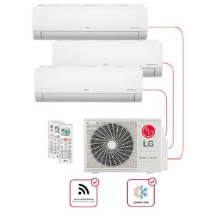 Ar condicionado Multi Split Inverter 3 ambientes (Hiwall 2X 9.000BTUS, 1X12.000BTUS) Quente/Frio WiFi integrado - E3Q2111.OBS