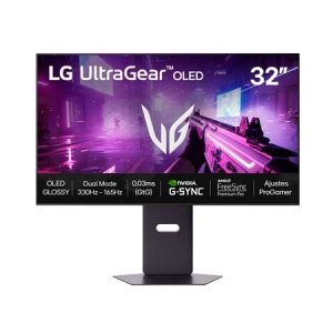 Monitor LG OLED UltraGear™ Glossy Dual Mode 4K 32GX850A-B 32", 330Hz FHD, 165Hz UHD, 0.03ms (GtG), Vesa Adaptive-Sync, NVIDIA G-SYNC, AMD FreeSync Premium Pro, DisplayHDR True Black 400 & DCI-P3 98.5%, Ajustes Pro Gamer - 32GX850A-B