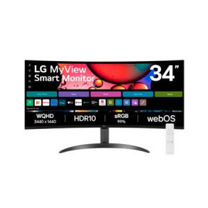 Monitor LG MyView Smart 34SR60QC-B Tela curva 34" QuadHD 2K 21:9, WebOS, Air Play, Screen Share, Bluetooth, ThinQ Home - 34SR60QC-B