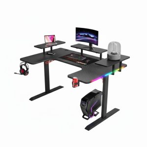 Mesa Gamer RGB Aitek Design Moderno Acabamento Fibra de Carbono e Suportes Integrados - DELTA-M1602H