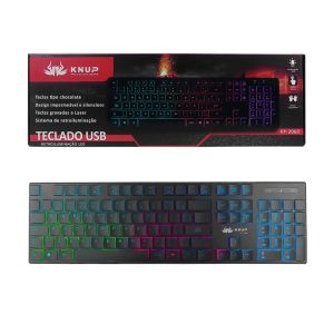 Teclado Gamer USB RGB Knup Silencioso Ergonômico  - KP-2060