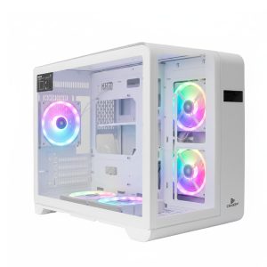 Gabinete Gaming Grasep Panorâmico com Vidro Curvo e Display Digital 3 Fans - D-MATX03