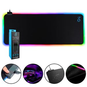 Mousepad Gamer LED RGB Aitek 80x30cm Antiderrapante USB Plug & Play - DELTA-P8030