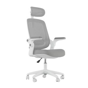 Cadeira Ergonômica Elements Astra Cinza e Branca Premium para Home Office Moderno - ELEM-70040