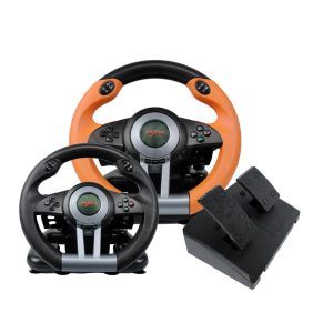 Kit Simulador de Corrida PXN V3PRO Volante Com Paddle Shift + Pedais Analógicos Freio e Acelerador - Laranja
